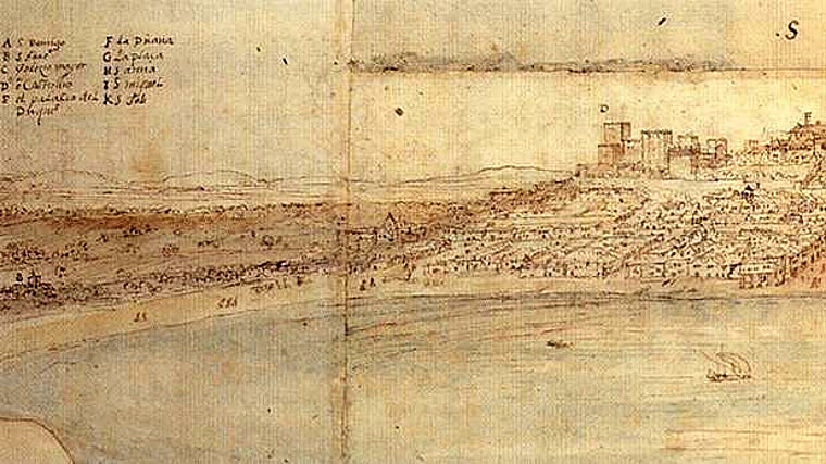 Detalle cartográfico del s. XVIII de la desembocadura del Guadalquivir y la barra de Sanlúcar, el temido obstáculo natural que durante siglos condicionó la navegación de las flotas de Indias hacia el Atlántico.