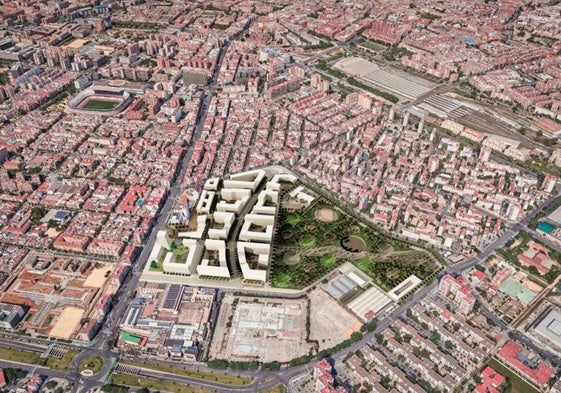 Recreación de los desarrollos previstos en estos terrenos de Nervión