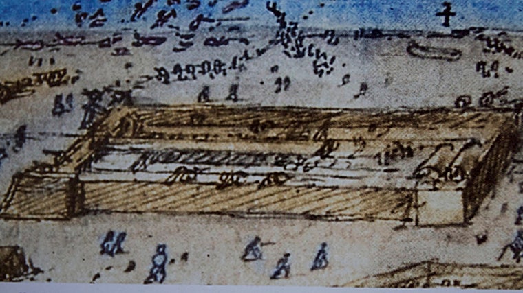 Detalle de las almadrabas de tiro en Zahara de los Atunes junto a la chanca.