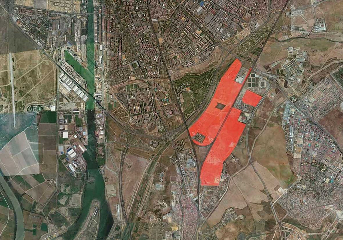 El barrio del Pítamo, sobre el mapa de Sevilla