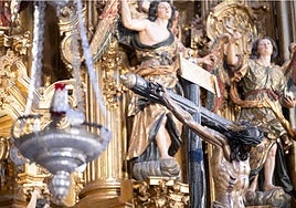 Los titulares del Amor, en el retablo mayor del Salvador