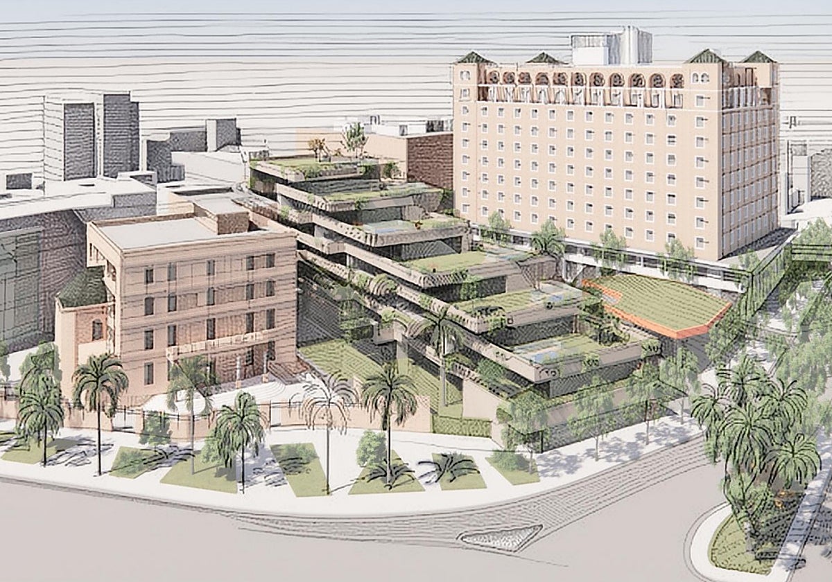 Boceto del nuevo residencial de Grupo GS en el solar del Puesto de Los Monos