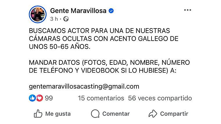 El anuncio de Gente Maravillosa en Facebook