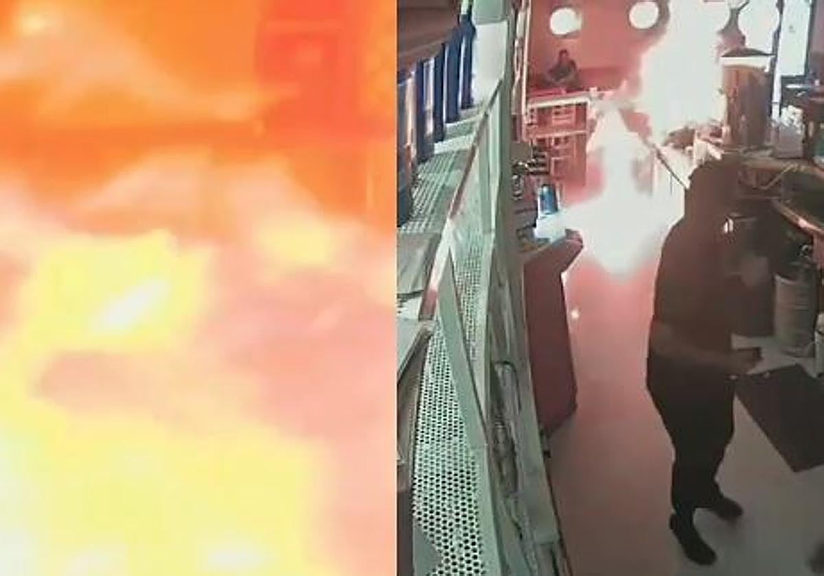 Momento en el que se inicia el fuego en la cafetería