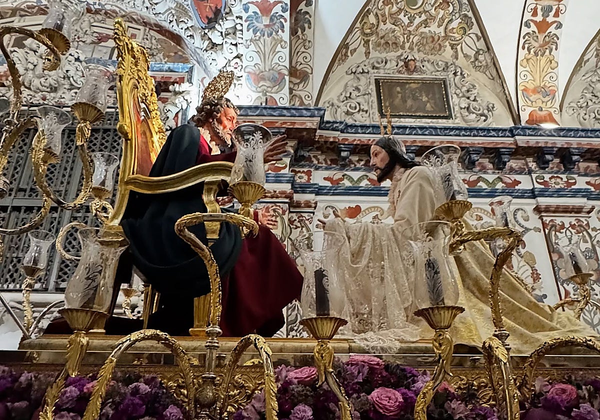 El misterio del Lavatorio de Lucena, preparado para la estación de penitencia