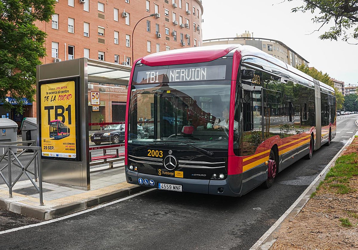 Así es el viaje en tranvibús entre Sevilla Este y Nervión, un trayecto que supera los 35 minutos