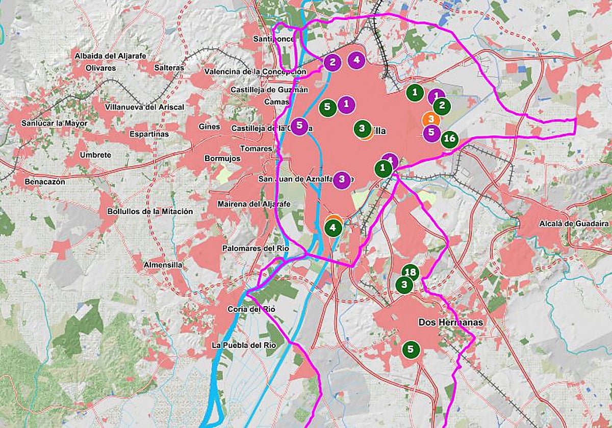Detalle del mapa donde se muestra el número total de parcelas posibles para viviendas