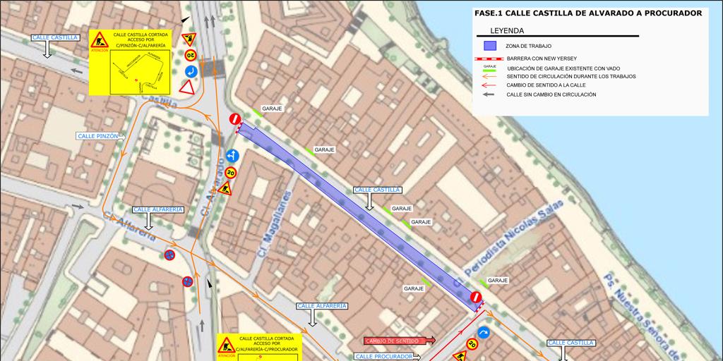 La calle Castilla estará cortada al tráfico por obras a partir del 14 de octubre