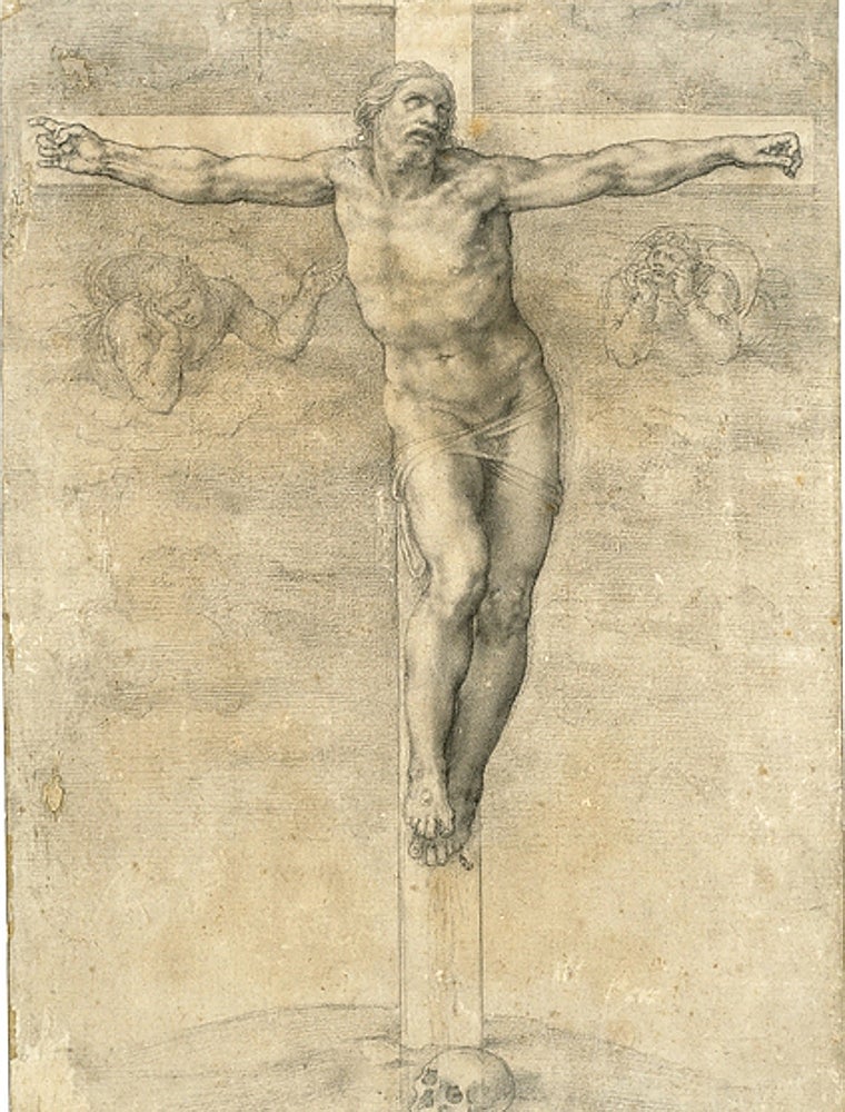 Dibujo de 'Cristo en la Cruz' trazado por Miguel Ángel para presentárselo a Victoria Colonna entre 1539 y 1541 que se encuentra en el British Museum