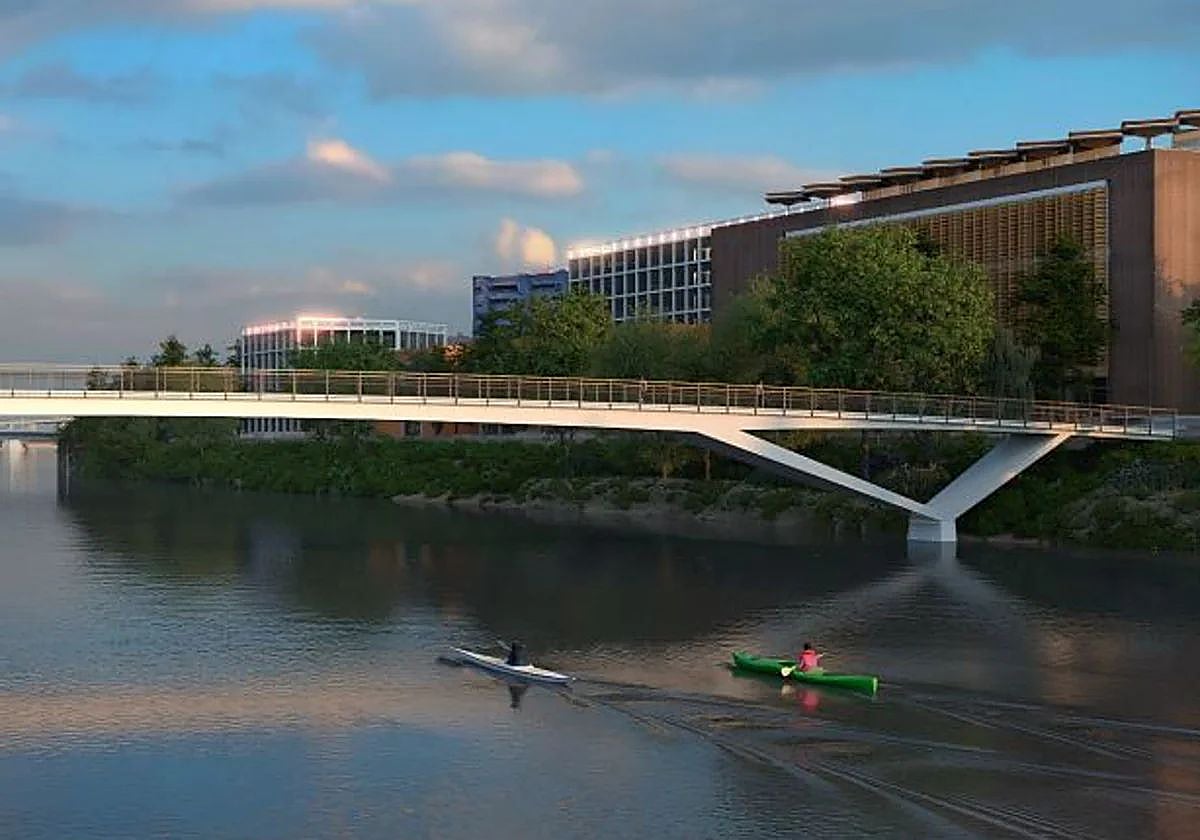 Diseño de la pasarela que unirá el complejo de Altadis con el entorno del Palacio de San Telmo