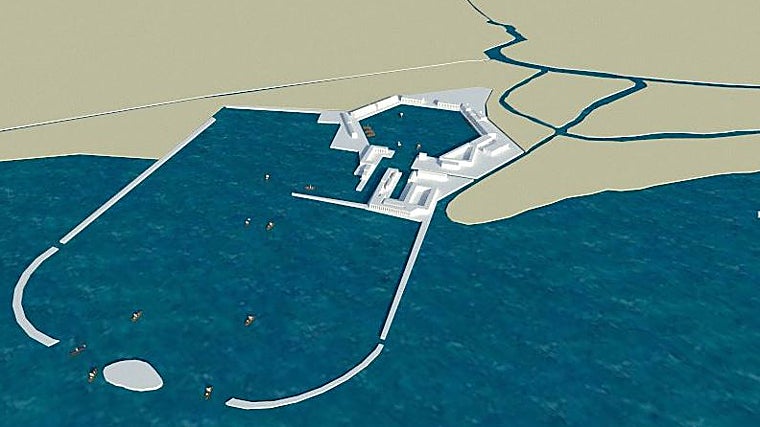 Recreación del gran puerto imperial de Claudio y Trajano (Portus), a la entrada del Tíber, donde atracaban los grandes barcos procedentes de la Bética cargados de aceite antes de remontar el río hacia Roma y el Monte Testaccio