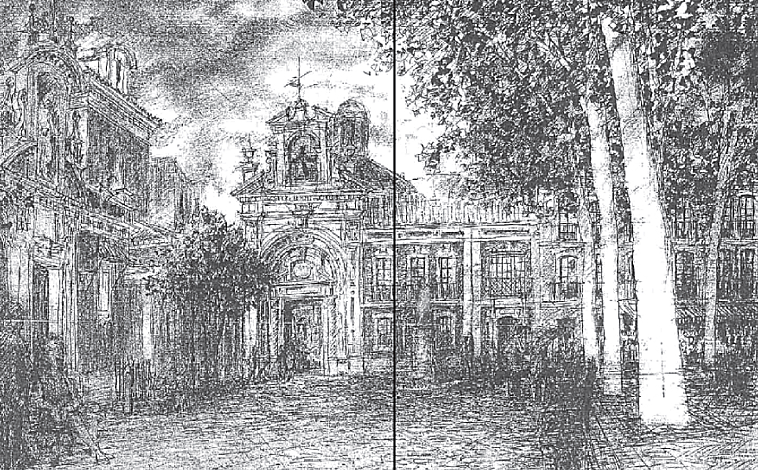 Imagen principal - La colección de dibujos realizados por Pablo García de Zúñiga evoca paisajes icónicos de la ciudad de Sevilla como las plazas del San Lorenzo y el Salvador o la ribera del Guadalquivir, todos ellos decorados con una profusa masa arbórea