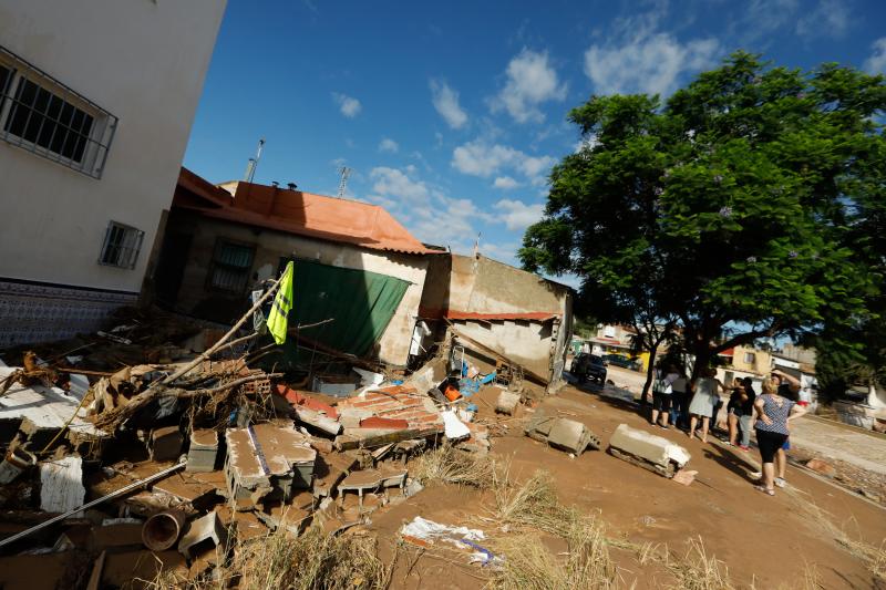Una riada mortal asola las calles de Javalí Viejo, en Murcia