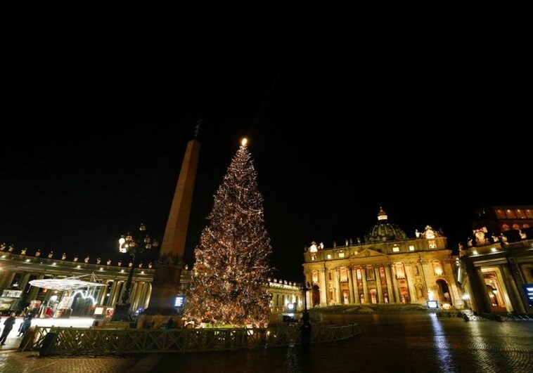 El árbol del Vaticano, en la Navidad de 2020, muy similar al que se instalará este año