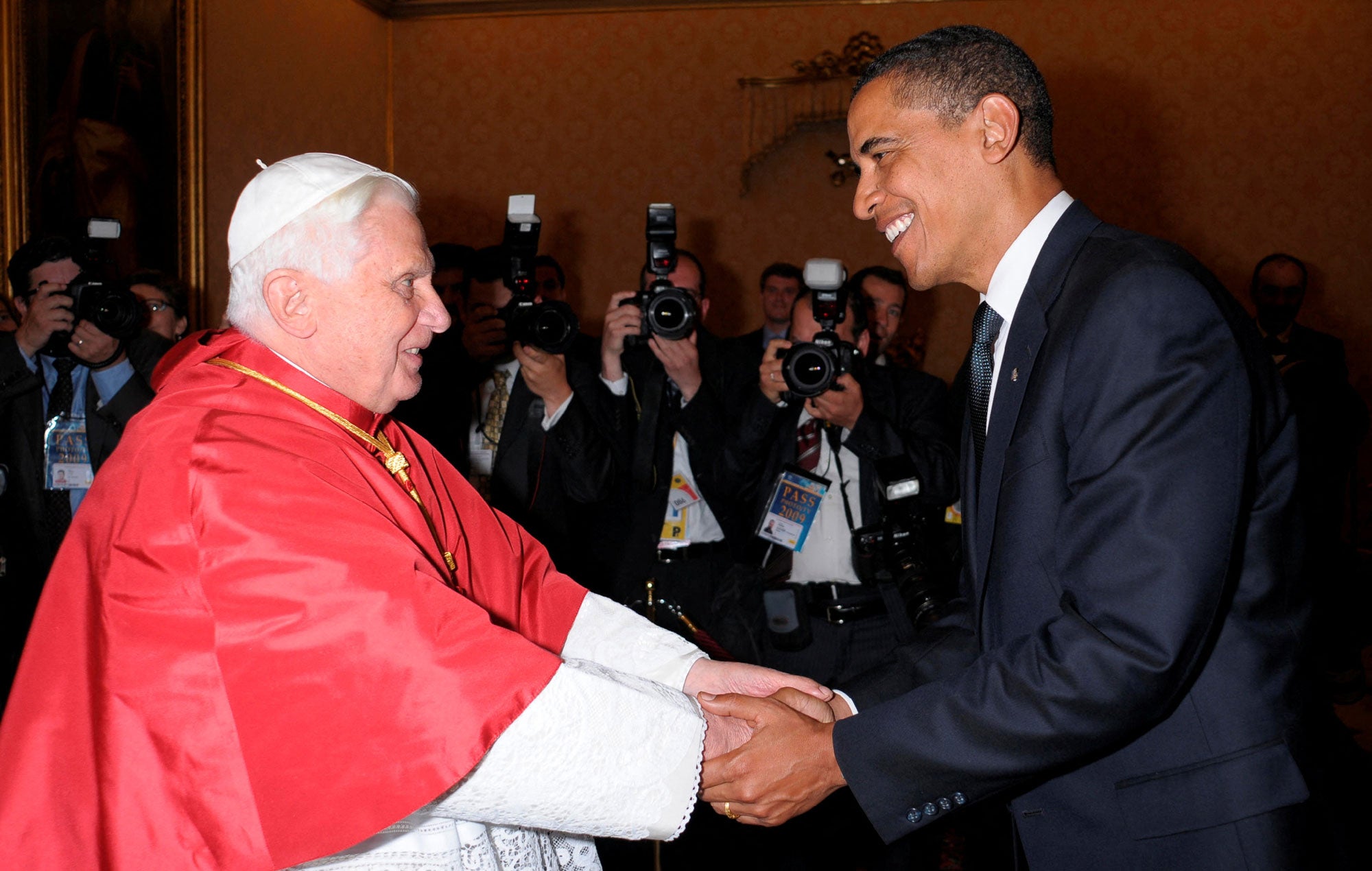 Con Obama en el vaticano en 2009