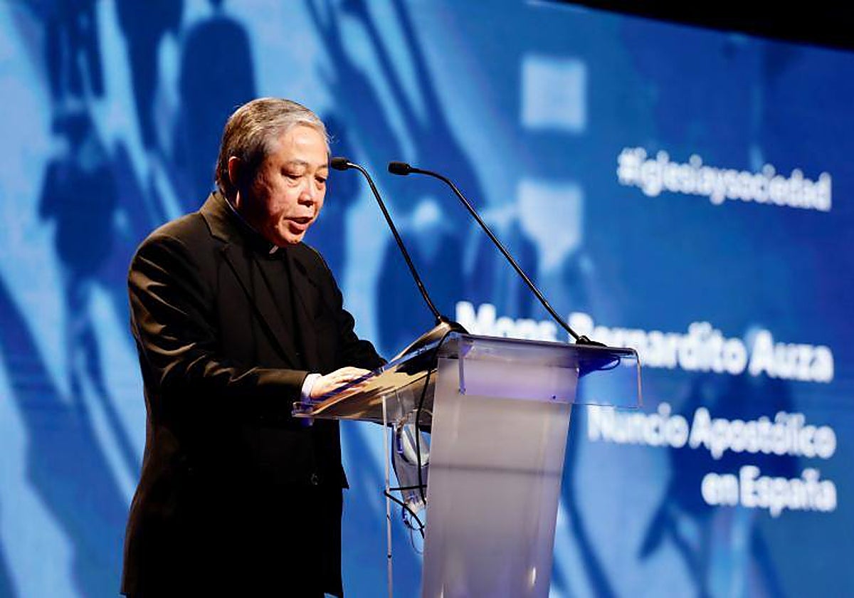 El nuncio, Bernardito Auza, en un acto de la Fundación Pablo VI el pasado marzo
