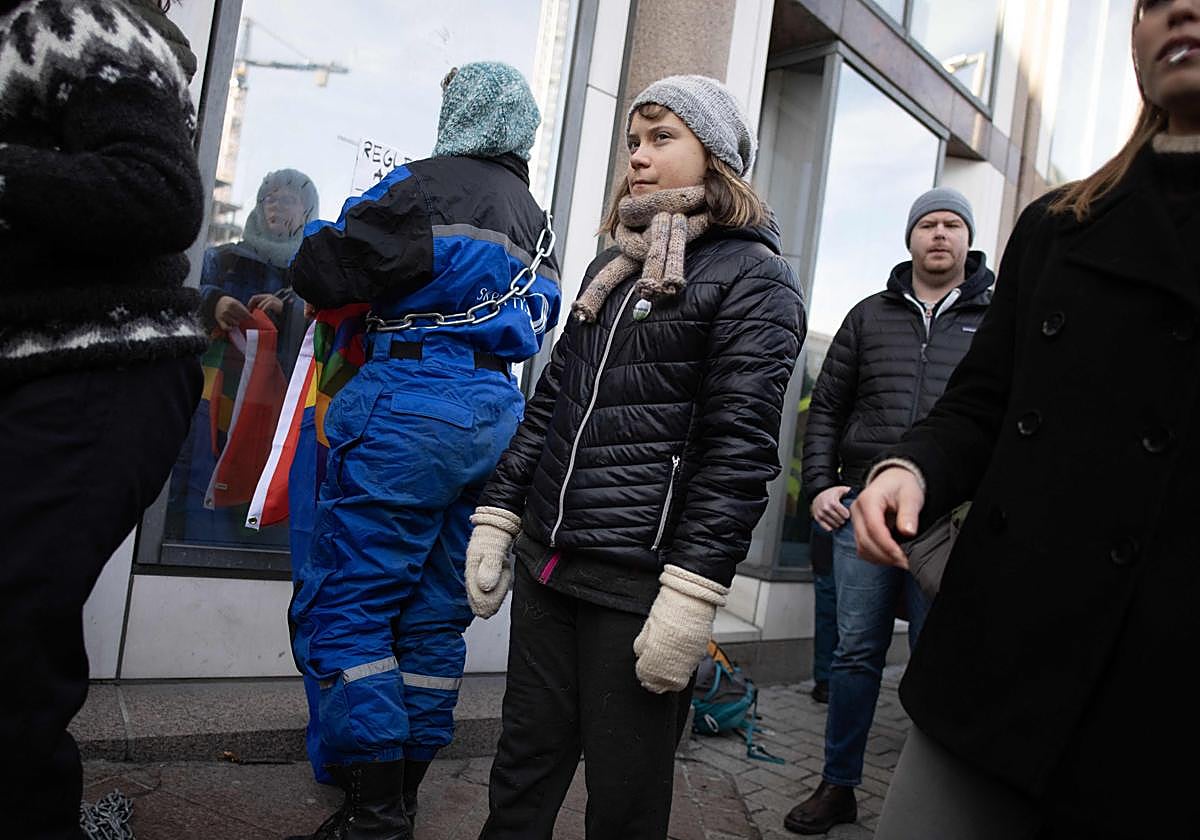 Greta Thunberg, durante la concentración en Noruega.