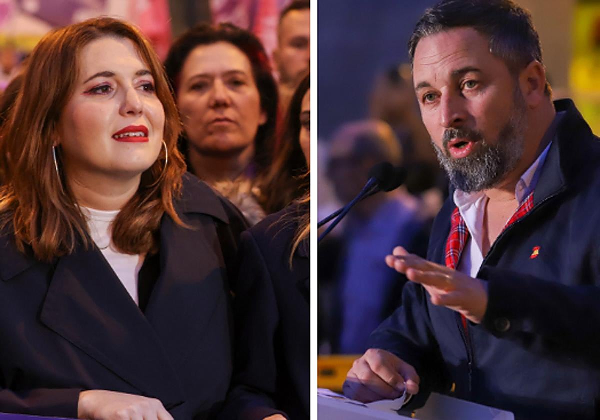 La secretaria de Igualdad, Ángela Rodríguez Pam, y el presidente de Vox, Santiago Abascal