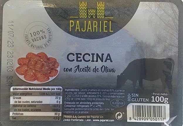 Cecina de la marca Pajariel con listeria