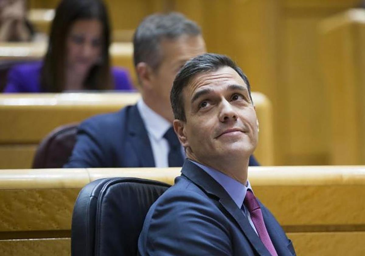 El presidente del Gobierno, Pedro Sánchez, en el Pleno del Senado