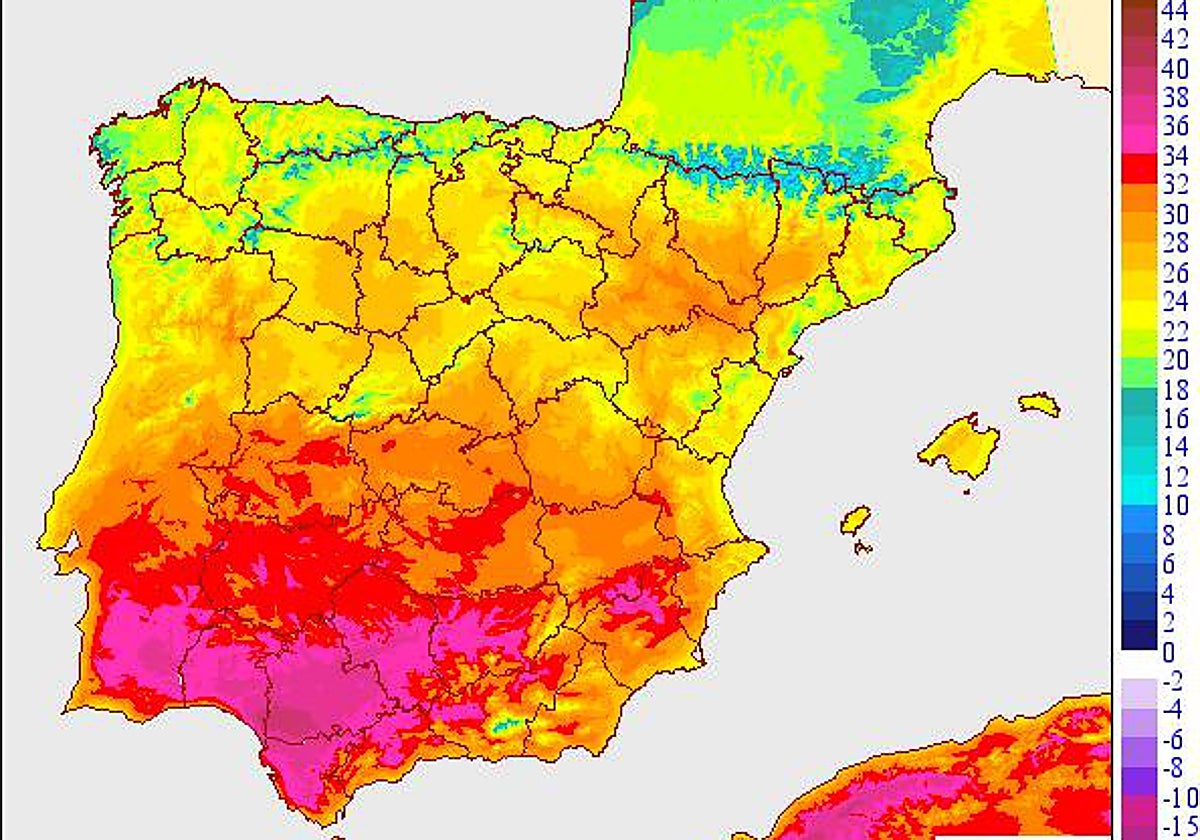 Predicción de las temperaturas máximas para este jueves