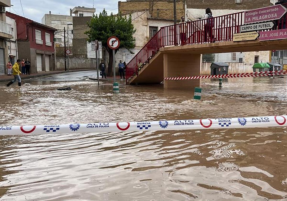 Inundaciones en la rambla de Espinardo, en Murcia