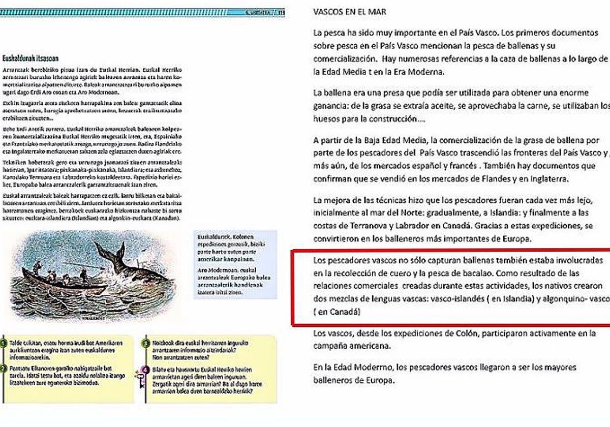 Relato de la página cuatro de los manuales en el que se expone la labor de los pescadores vascos