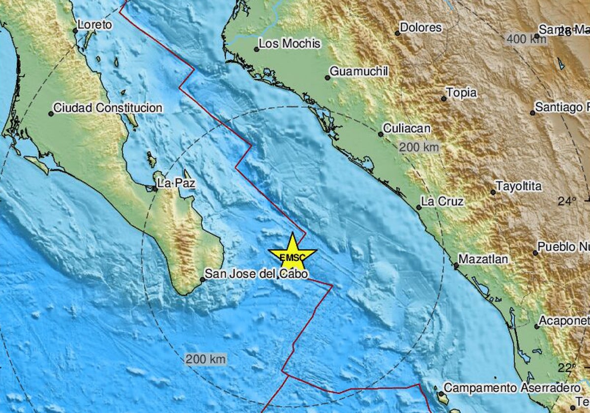 Epicentro del terremoto en el Golfo de California