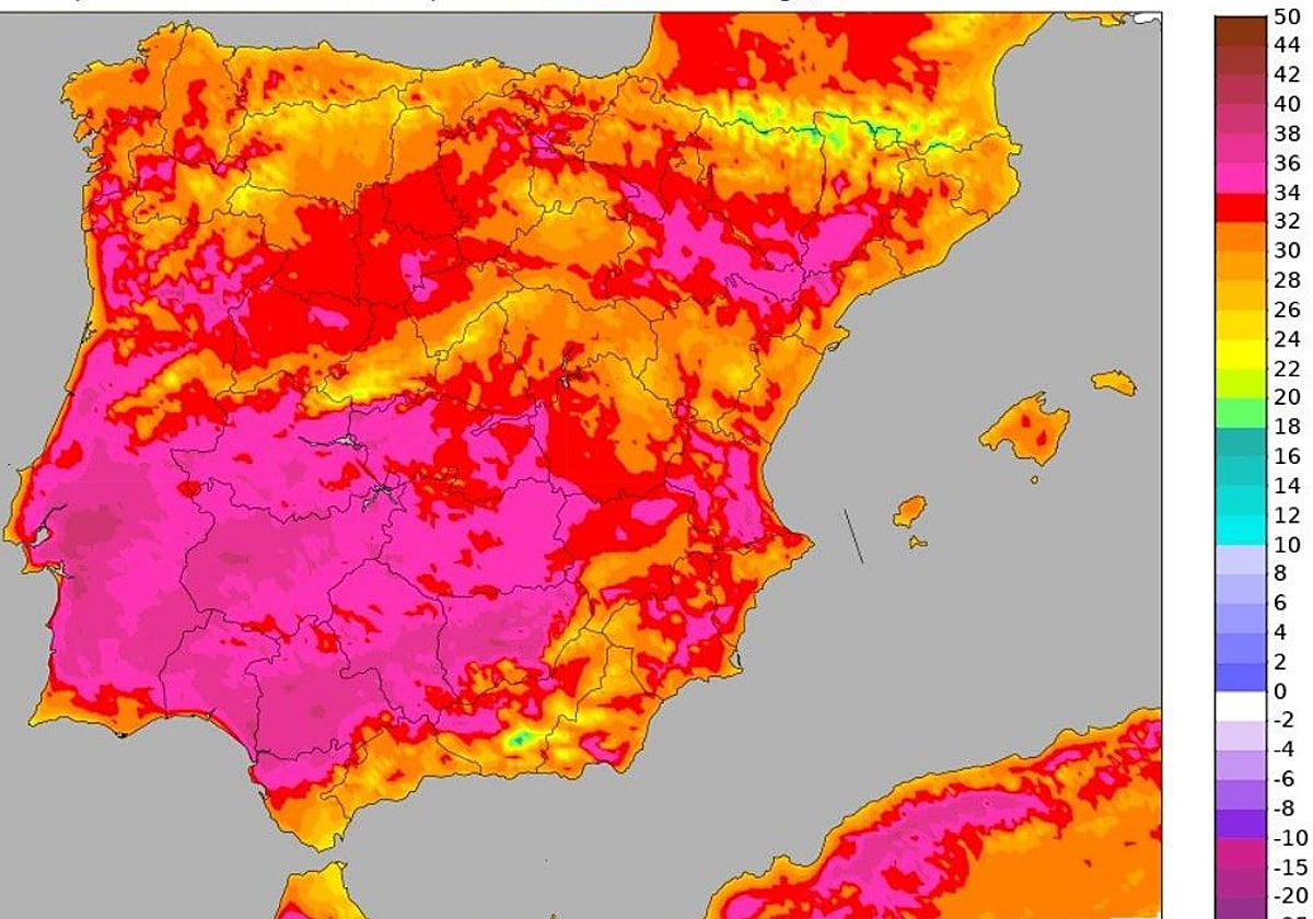 Temperaturas máximas previstas para el domingo 1 de octubre