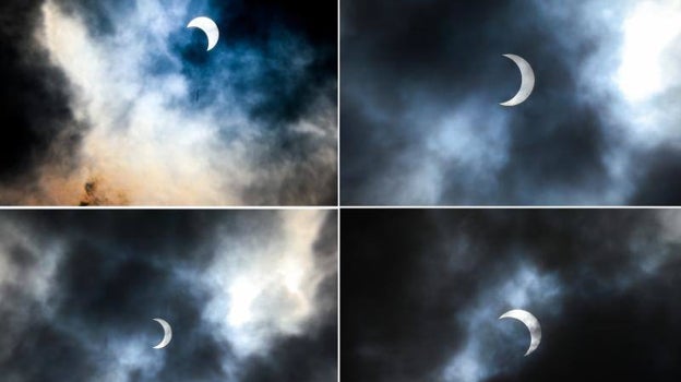 Secuencia del eclipse, en este caso parcial, visto desde México
