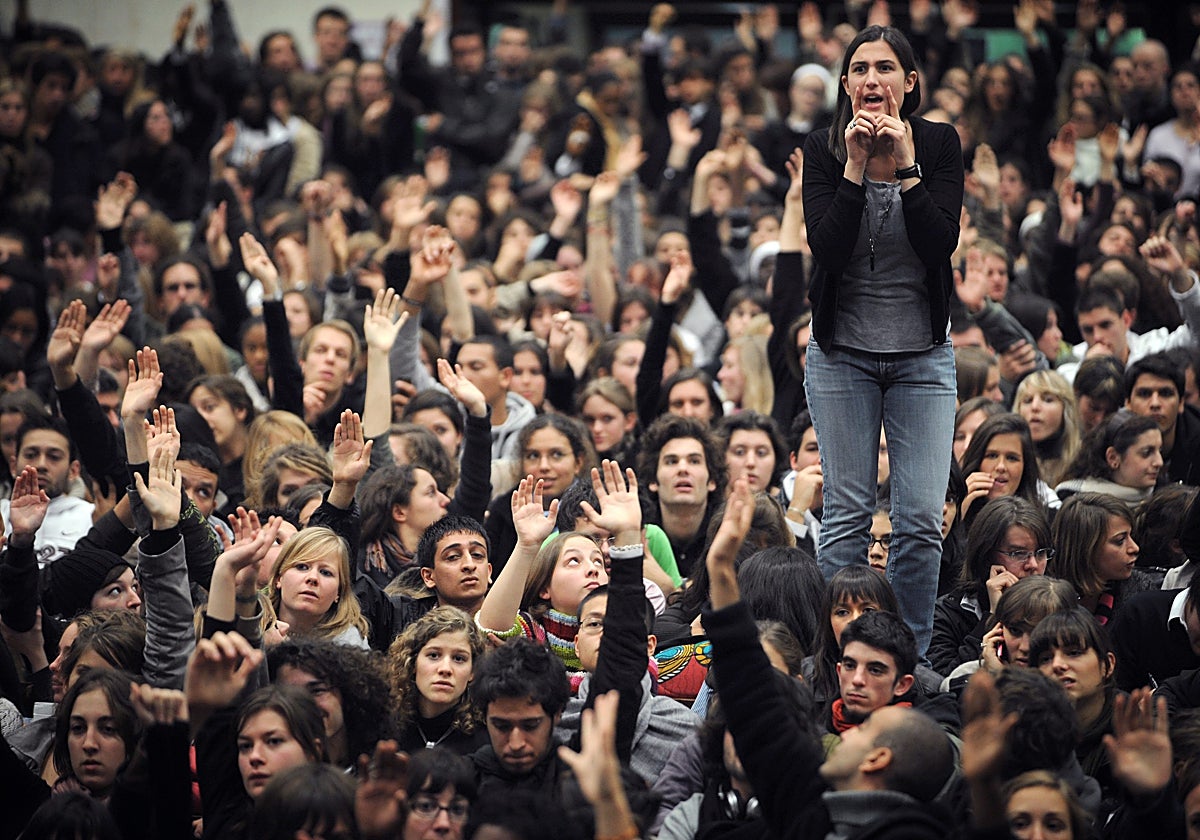 Una protesta universitaria celebrada en un campus francés