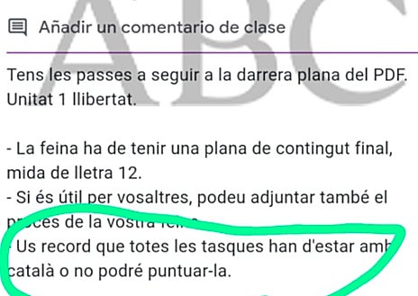 Imagen secundaria 1 - Arriba, Roberto posa en la entrada del IES Calvià (Mallorca)donde estudian sus hijos. Abajo, a la izq., una profesora del instituto público de Calvià se niega a corregir las tareas de su asignatura de Valores Éticos si están escritos en castellano. La advertencia se hizo a los chavales de 4º de ESO y a través de un mensaje a los dispositivos electrónicos. A la dcha., el director del IES Calvià justificó a Roberto que no se evaluara el trabajo de su hijo por no estar en catalán: «La normativa vigente es clara y los profesores la conocen». «Es la norma que debemos aplicar como funcionarios públicos».
