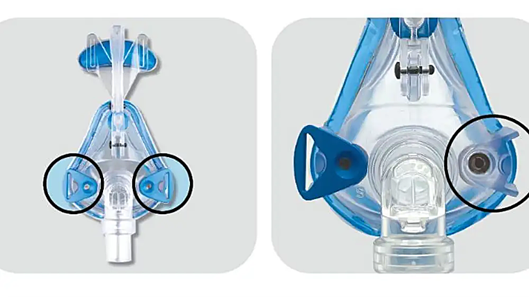 Ubicación de los imanes en los modelos Mojo Full Face Mask y Mojo 2 Full Face Mask