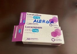 Una anciana toma durante días un ansiolítico en vez de la medicación para la alergia por la similitud de los envases