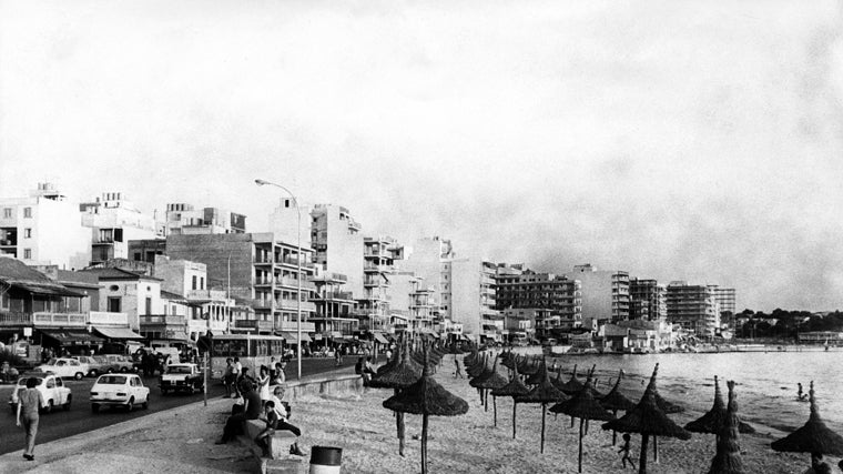 La zona de Playa de Palma, en los años 70