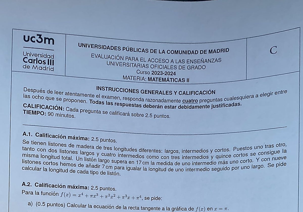 Examen de la EvAU