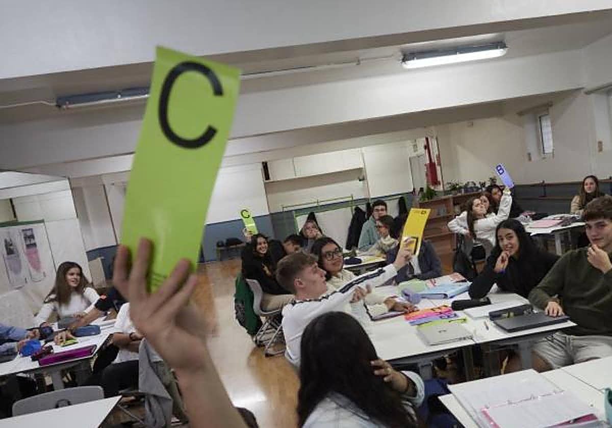 Alumnos en un centro de Primaria de Pamplona