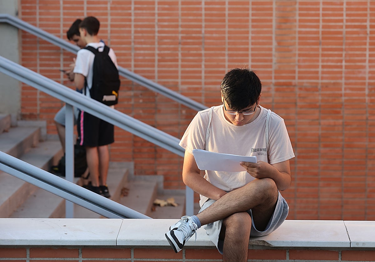 Un alumno repasa sus apuntes antes de enfrentarse a la Selectividad, en el pasado mes de junio