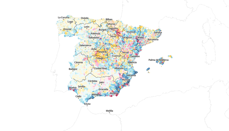 Mapa de la inmigración en España, calle a calle