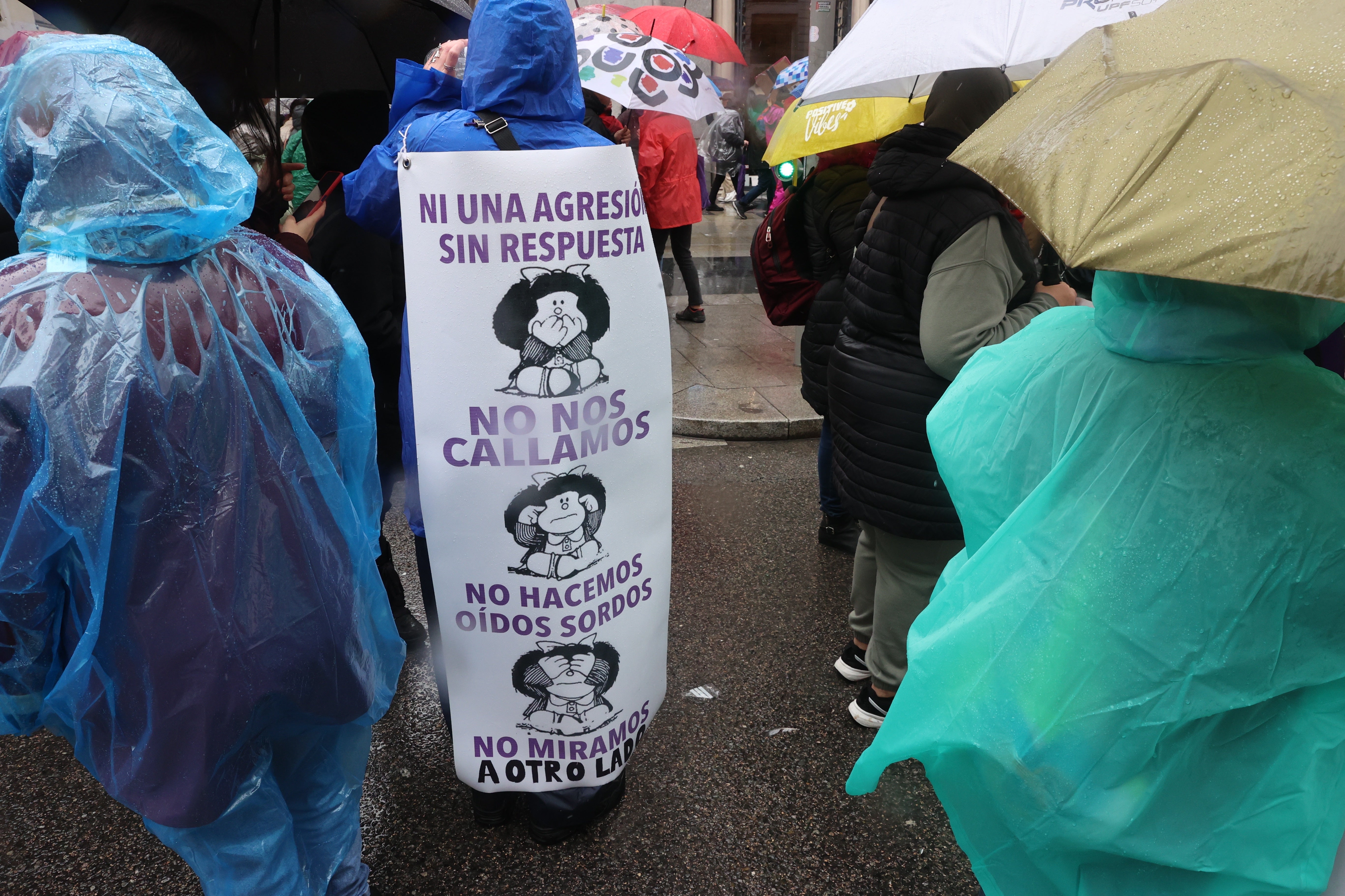 Un cartel de Mafalda en la manifestación del 8M en Madrid