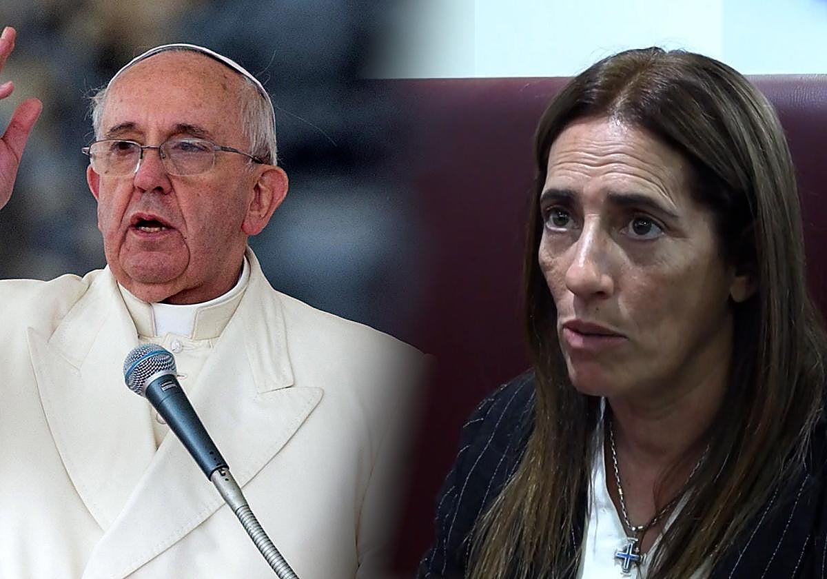 El Papa Francisco y Noelia Franco, en un montaje.