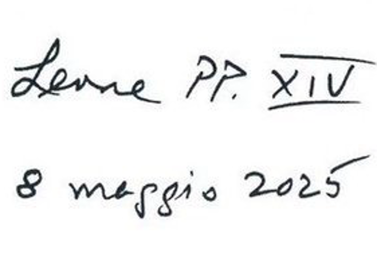 La firma del Papa León XIV