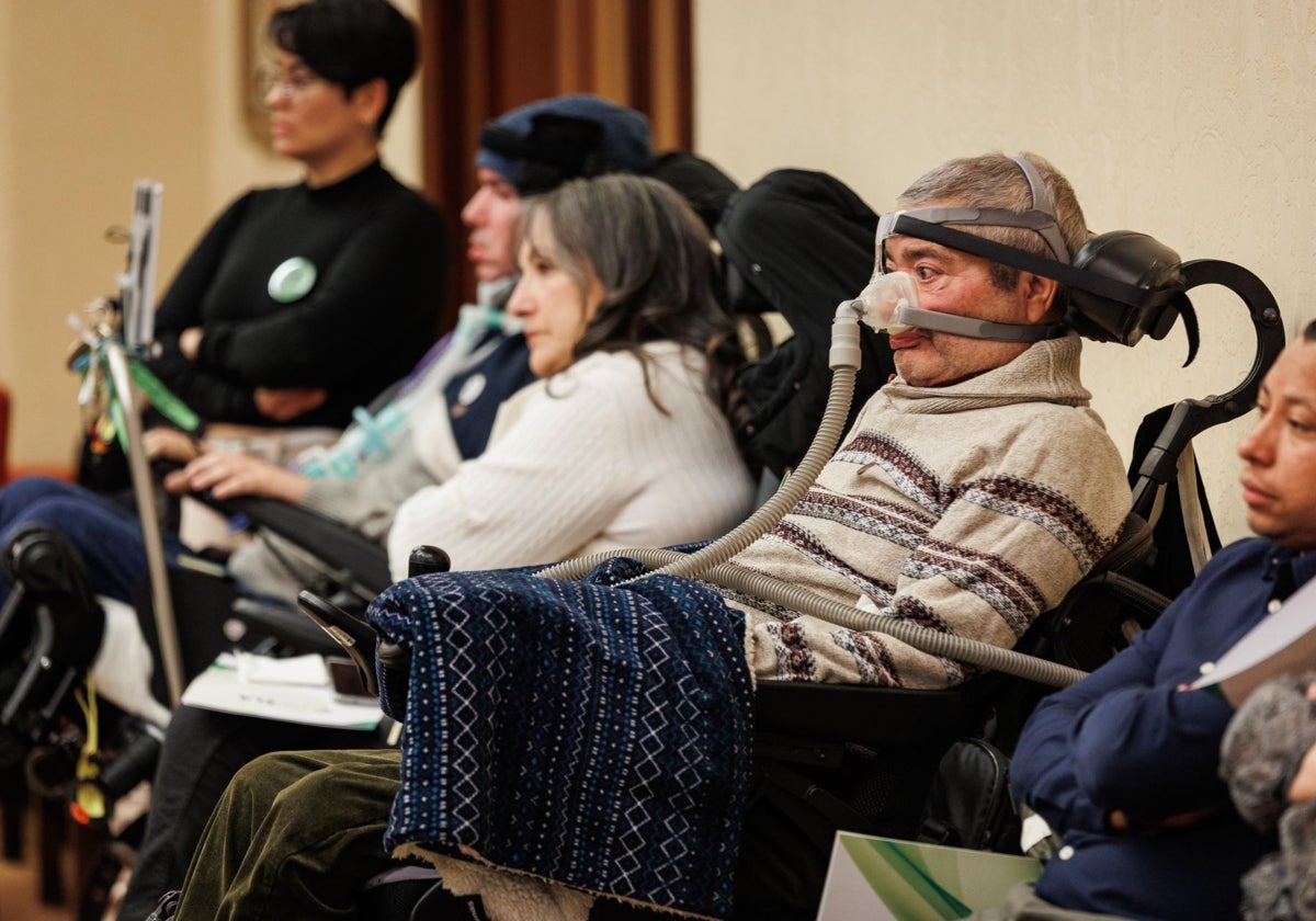 Pacientes de ELA, en febrero del año pasado, en el Congreso