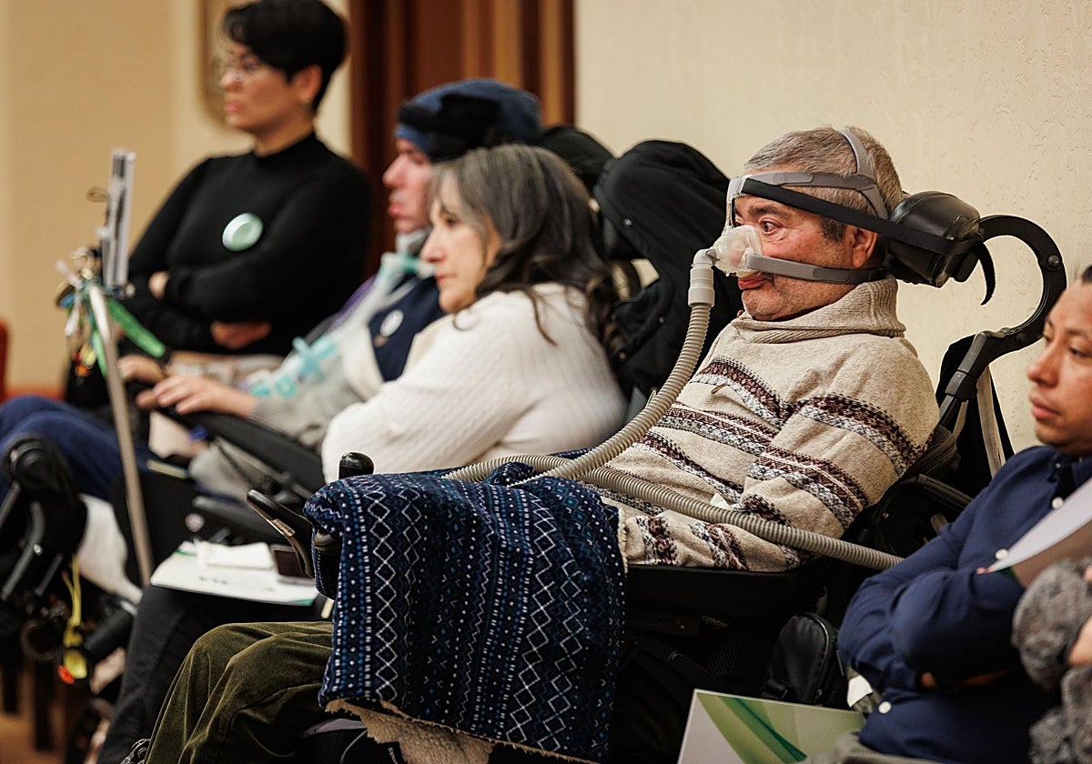 Pacientes de ELA, durante un acto en el Congreso