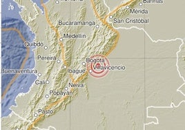 Epicentro del terremoto de 6,5 que ha sacudidoColombia
