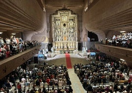 Celebración de la última jornada mariana de la familias el pasado septiembre en Torreciudad, presidida por el obispo de Barbastro, Ángel Pérez Pueyo