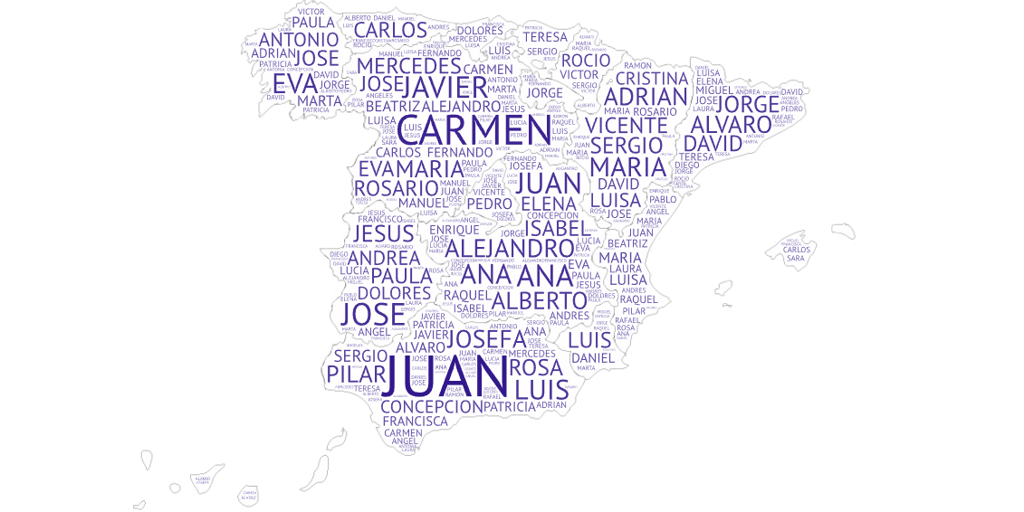 El mapa de los nombres en España, municipio a municipio
