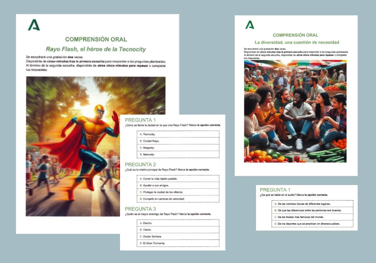 A la izquierda, la prueba para alumnos de 2ºESO en Andalucía, a la derecha, la de 4º de Primaria