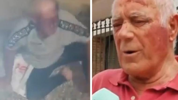 A la izquierda, captura de pantalla del vídeo de la paliza a José; a la derecha, Domingo, el hombre agredido en Torre Pacheco.