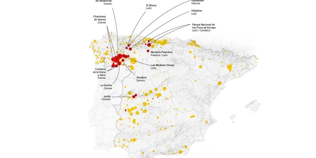 El mapa de los incendios en España: en 2025 se han quemado casi 345.000 hectáreas con la mitad de fuegos que en 2022